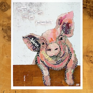 8x10 Print of a Pig with Inspirational Ralph Waldo Emerson Quote About Play - Whimsical Wall Art - Child's Room, Nursery, Playroom
