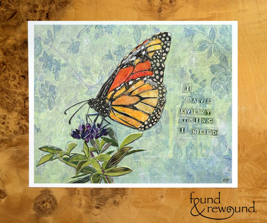 Monarch Butterfly Art Print: Inspirational Paper Collage (8x10) - Etsy