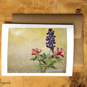 Carte de voeux représentant un collage en papier représentant un lupin et un pinceau indien - Inspiration - Vierge à l'intérieur