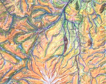 Hood River Valley Topographic Map Art Print: Custom Home Town Design
