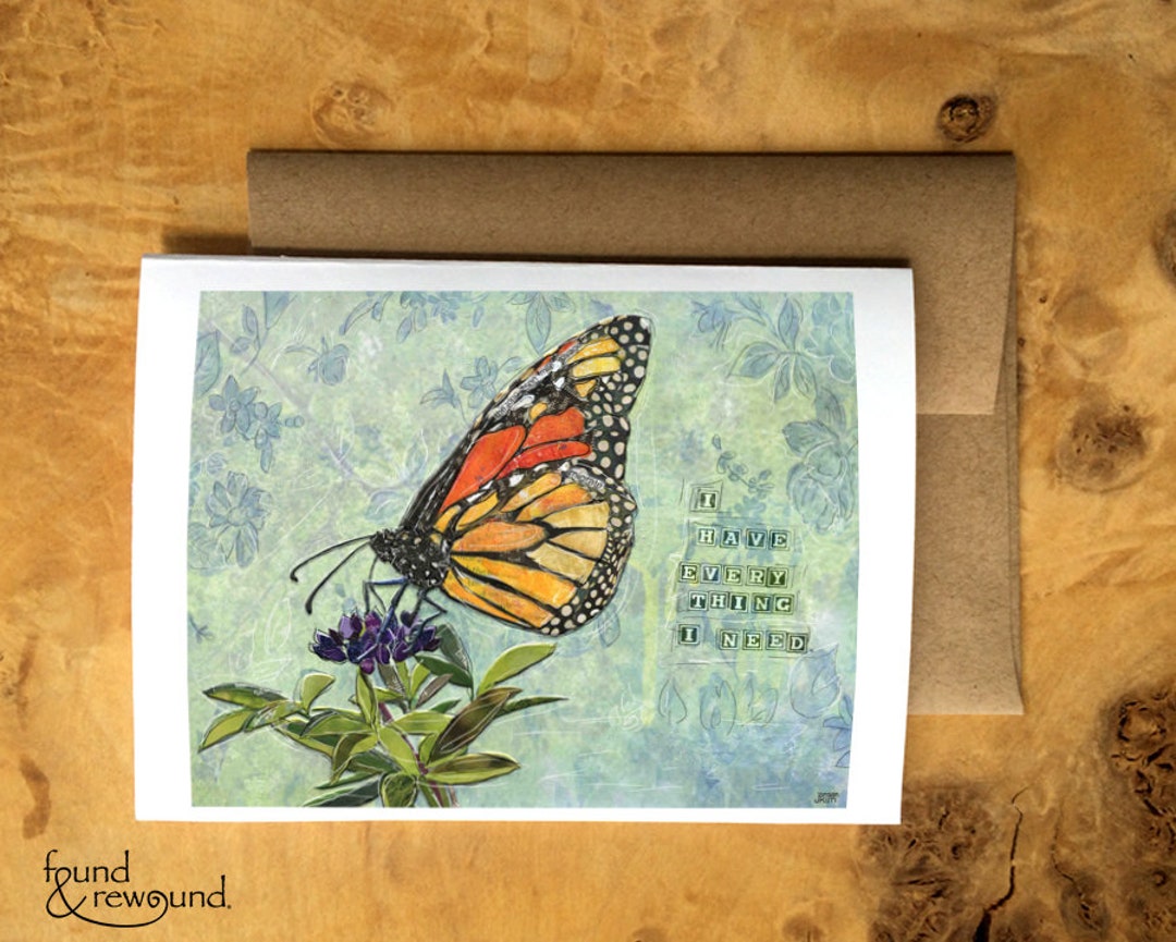 Monarch Butterfly Greeting Card: Inspirational Paper Collage Art - Etsy