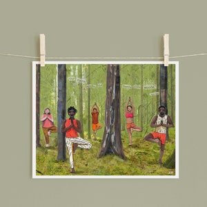 Tree Pose Yoga Art Print: Forest Connection, Diversity (8x10)