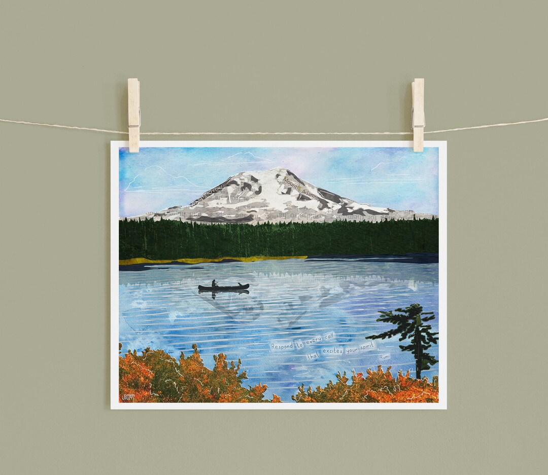 Takhlakh Lake Art Print: Mt. Adams Canoe Collage (8x10) - Etsy