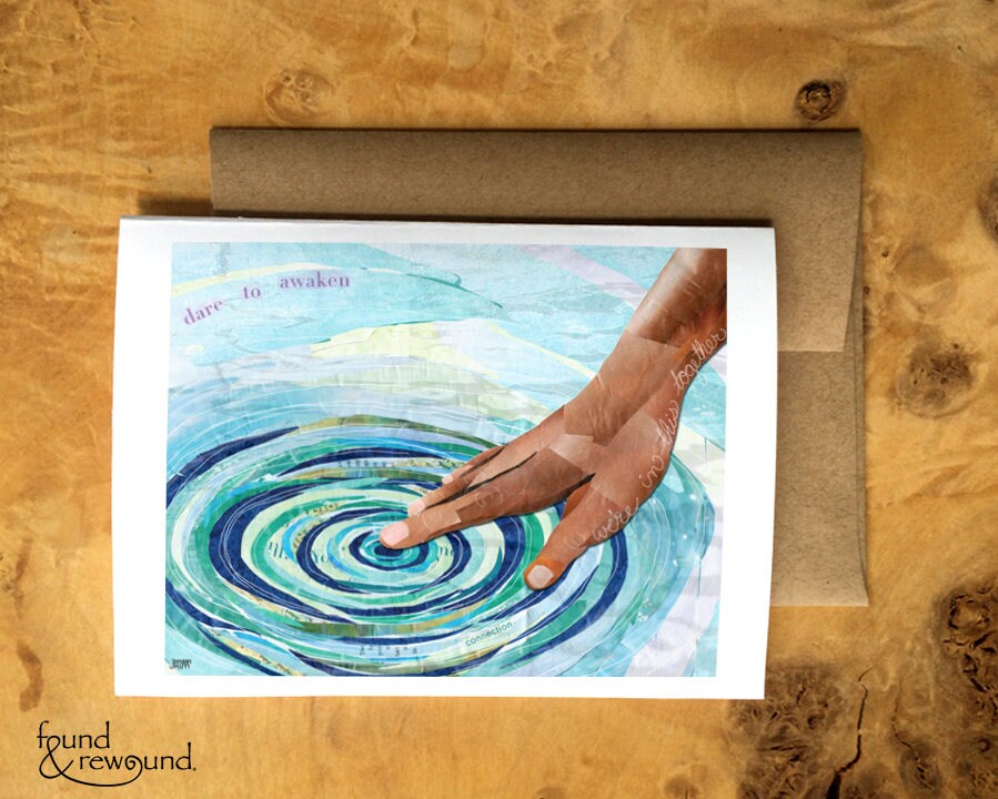 notelet ripples in puddle Greetings card water drop apple with reflection blank inside for your message. notelet ripples in puddle Greetings card water drop apple with reflection blank inside for your message.