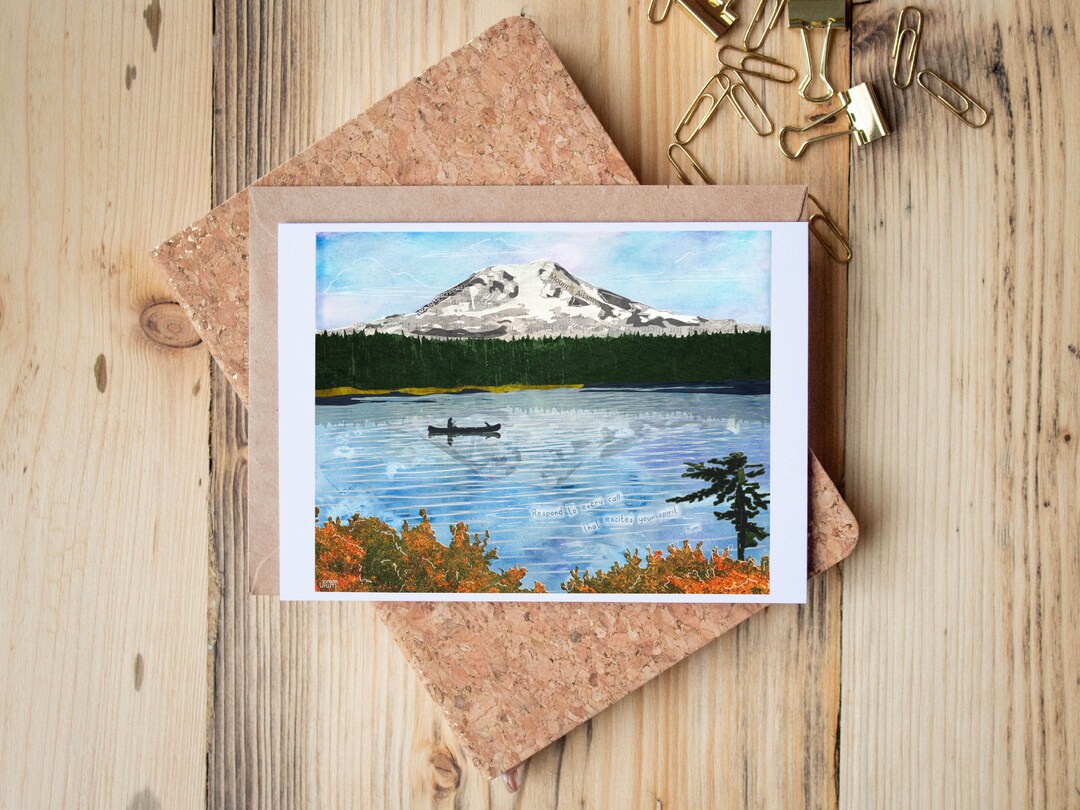 Takhlakh Lake Greeting Card: Mt. Adams Canoe Art - Blank Inside - Etsy