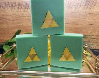 Link to the Soap - Legend of Zelda Triforce Bar - Vegan Pine Cold Process Square Bar