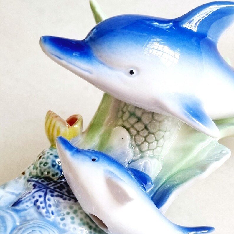 Dolphin Collection Vintage Large Blue Dolphin Ceramic Art Piece | Ceramic Sculpture ...