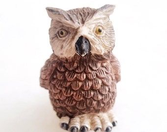 Vintage Miniature Owl Figurine | Resin Owl Figurine | Avian Display Art Deco