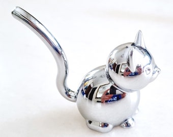 Stainless Steel Cat Ring Holder | Feline Trinket Holder | Art Deco | Feline Art
