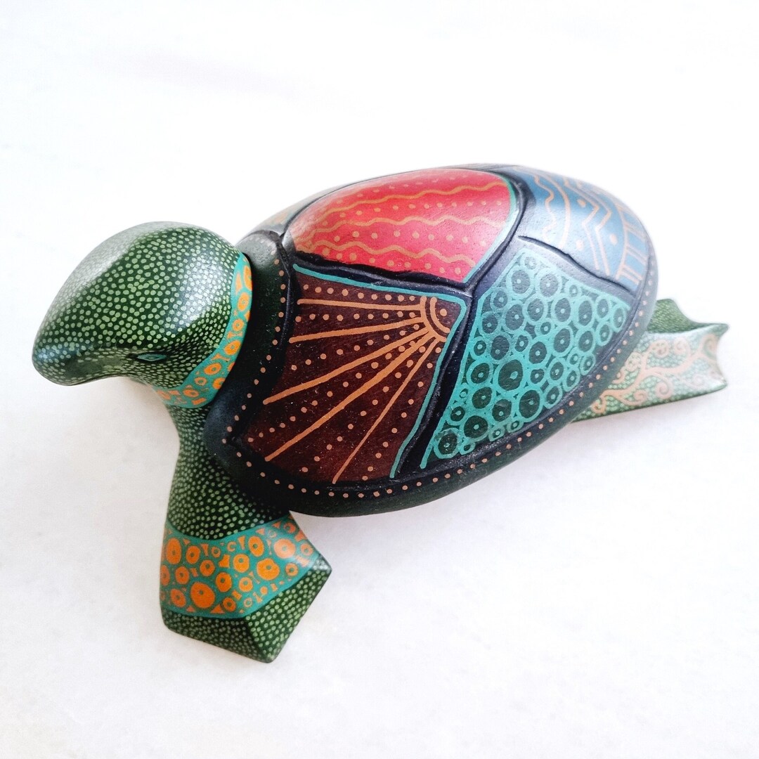 Vintage Albizia Wood Green Marine Turtle Trinket Box Indonesian Trinket ...