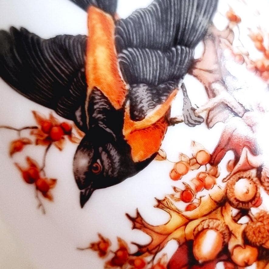 Vintage Porcelain Avon Ornamental Egg | Wooden Stand | Autumn