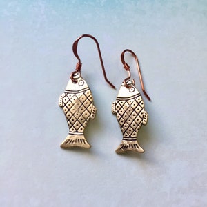 Little Fish Bronze Earrings Tsalagi Cherokee Made