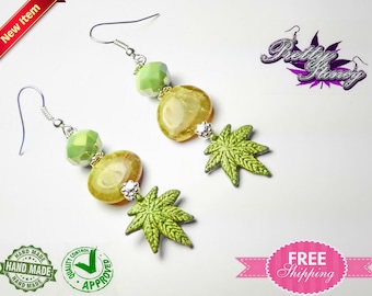 Mother Earth Large 2 - Hook Dangle Drop Earrings Globe Earrings made of Sustainable Oak Wood Travels