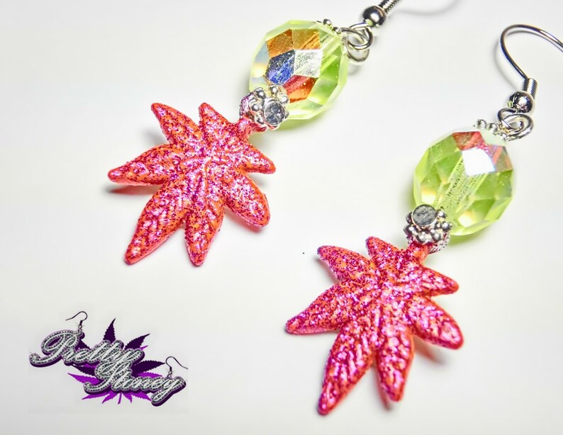 Marijuana Earrings by Pretty Stoney Jewelry