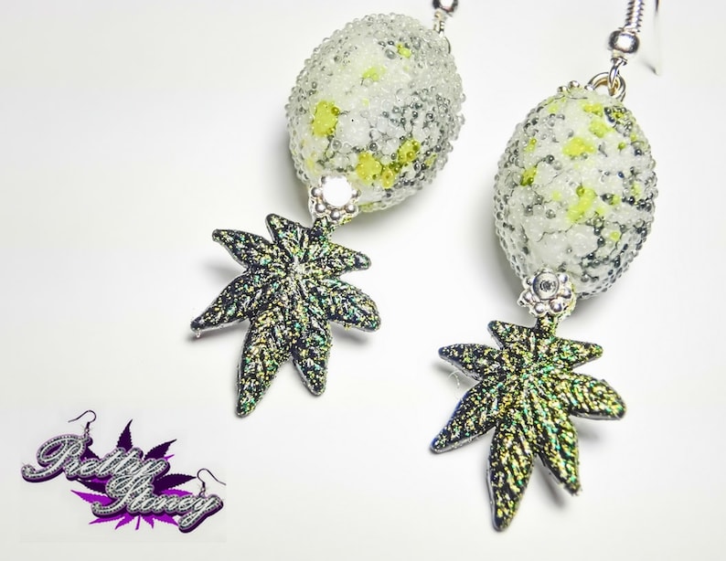 Marijuana Jewelry *Weed Jewelry Pot Leaf Jewelry Frosted Glass Marijuana Earrings by Pretty Stoney Jewelry