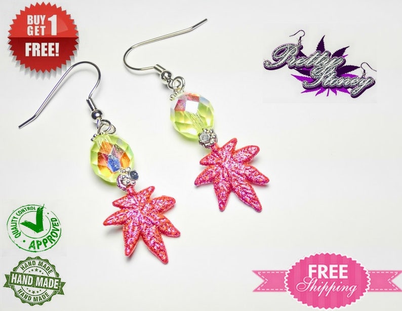 Marijuana Earrings by Pretty Stoney Jewelry