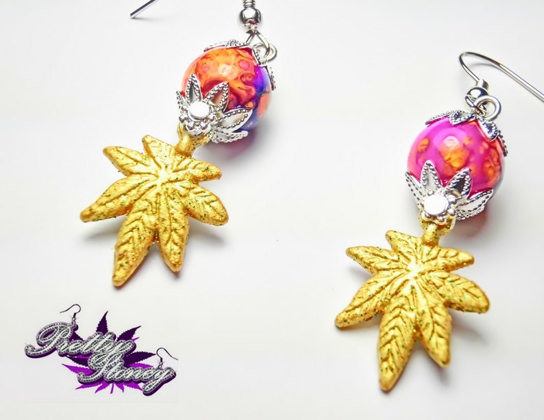 Marijuana Earrings by Pretty Stoney Jewelry *Marijuana Earrings *Cannabis Earrings *Weed Jewelry *Weed Earrings