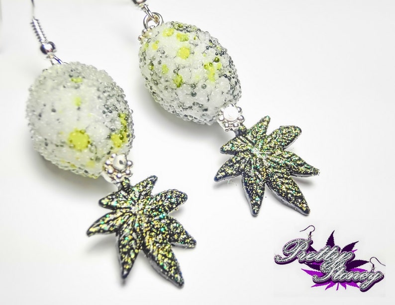 Marijuana Jewelry *Weed Jewelry Pot Leaf Jewelry Frosted Glass Marijuana Earrings by Pretty Stoney Jewelry