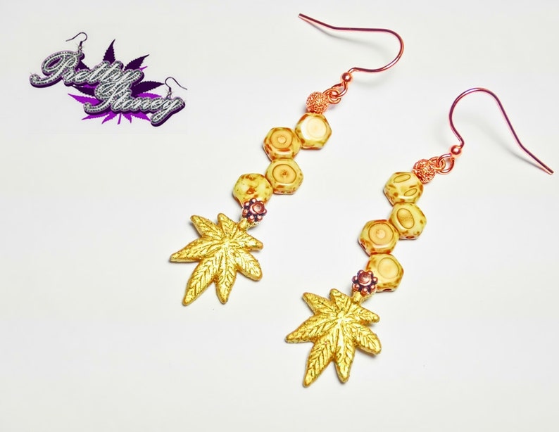 Honeycomb Marijuana Earrings by Pretty Stoney Jewelry Weed Jewelry Cannabis Jewelry Pot Jewelry Pot Leaf Jewelry Honeycomb Jewelry