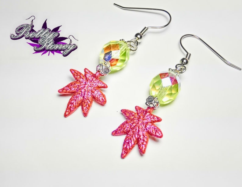 Marijuana Earrings by Pretty Stoney Jewelry
