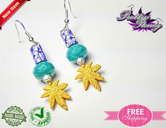 Marijuana Earrings by Pretty Stoney Jewelry