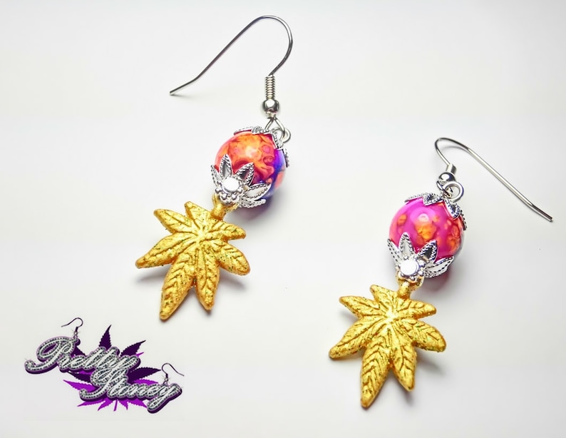 Marijuana Earrings by Pretty Stoney Jewelry *Marijuana Earrings *Cannabis Earrings *Weed Jewelry *Weed Earrings