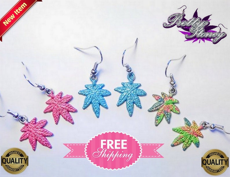 Marijuana Earrings by Pretty Stoney Jewelry