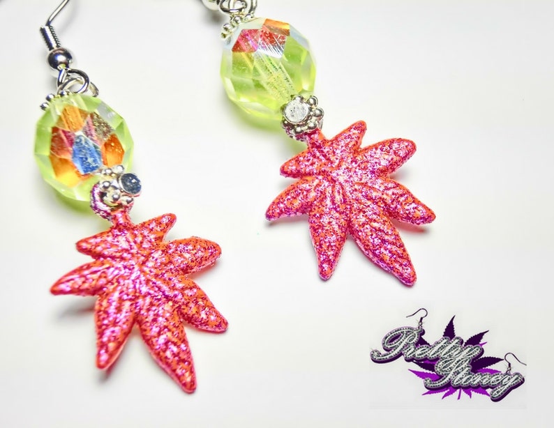Marijuana Earrings by Pretty Stoney Jewelry