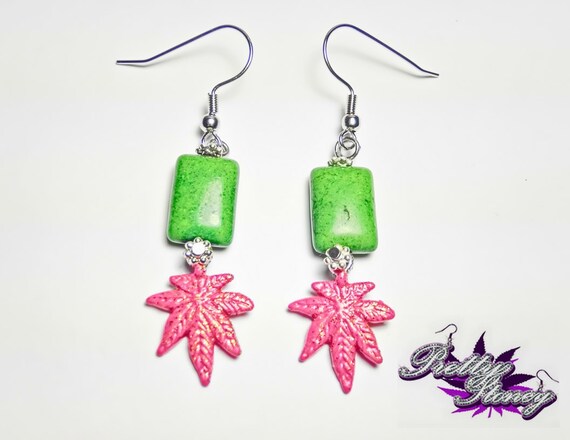 Marijuana Earrings by Pretty Stoney Jewelry
