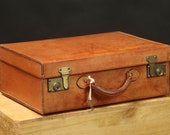 Leather suitcase with its key