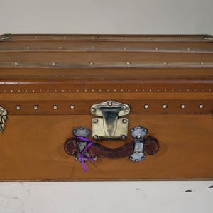 Moynat  cabin  trunk ,  original  orange canvas
