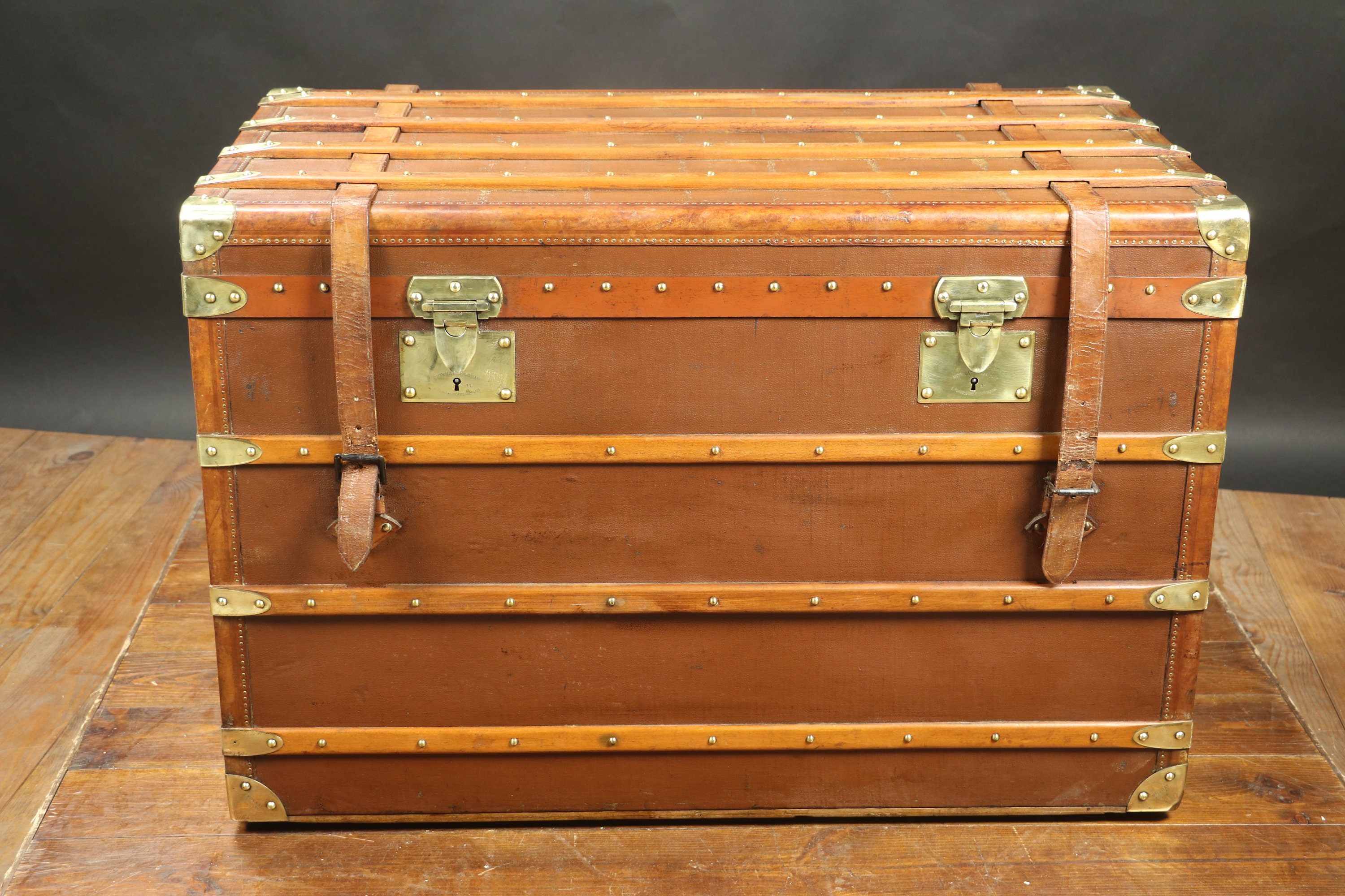 Louis Vuitton Rare Model Suitcase Trunk With Wood Slats Antique Luggage