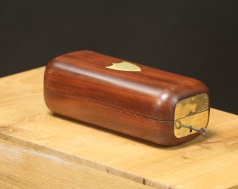 19th century wooden and brass case with its key