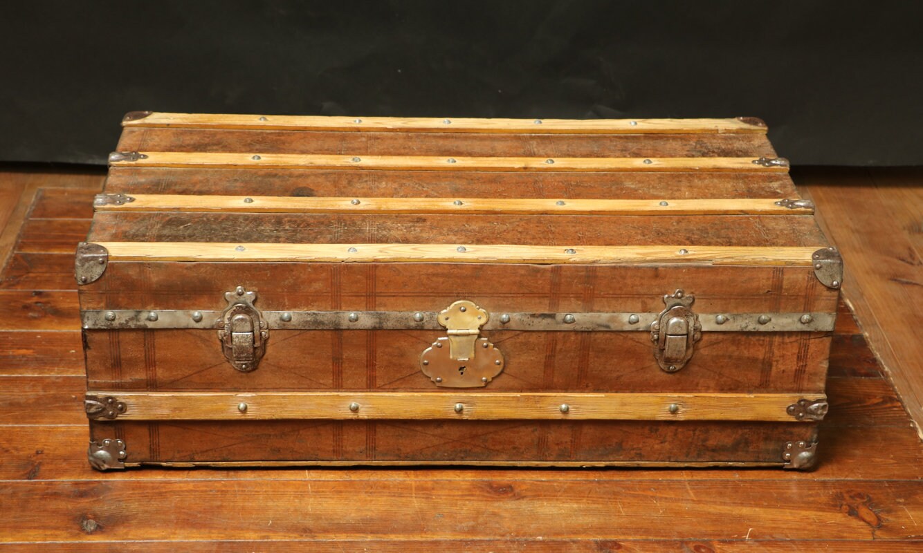 Malle Cabine Américaine - Bois et Cuir