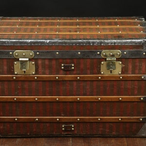 Louis Vuitton steamer trunk in red striped canvas
