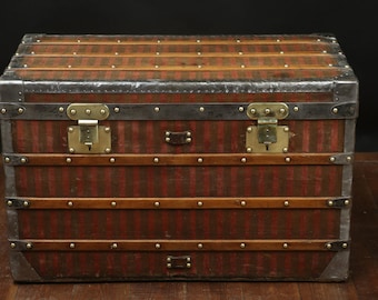 Louis Vuitton steamer trunk in red striped canvas