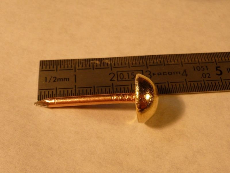 1 Clou en Laiton Massif 12 mm de Diamètre