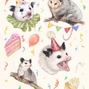 Party Opossums - Fine Art Print