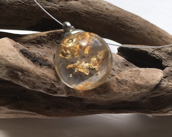 Gold leaf in resin orb pendant