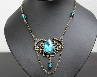 Sparkle Vintage Necklace-Aqua