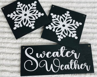 Sweater Weather Wood and Vinyl Craft Kit | Not a Finished Product | Winter Craft | Banner Garland