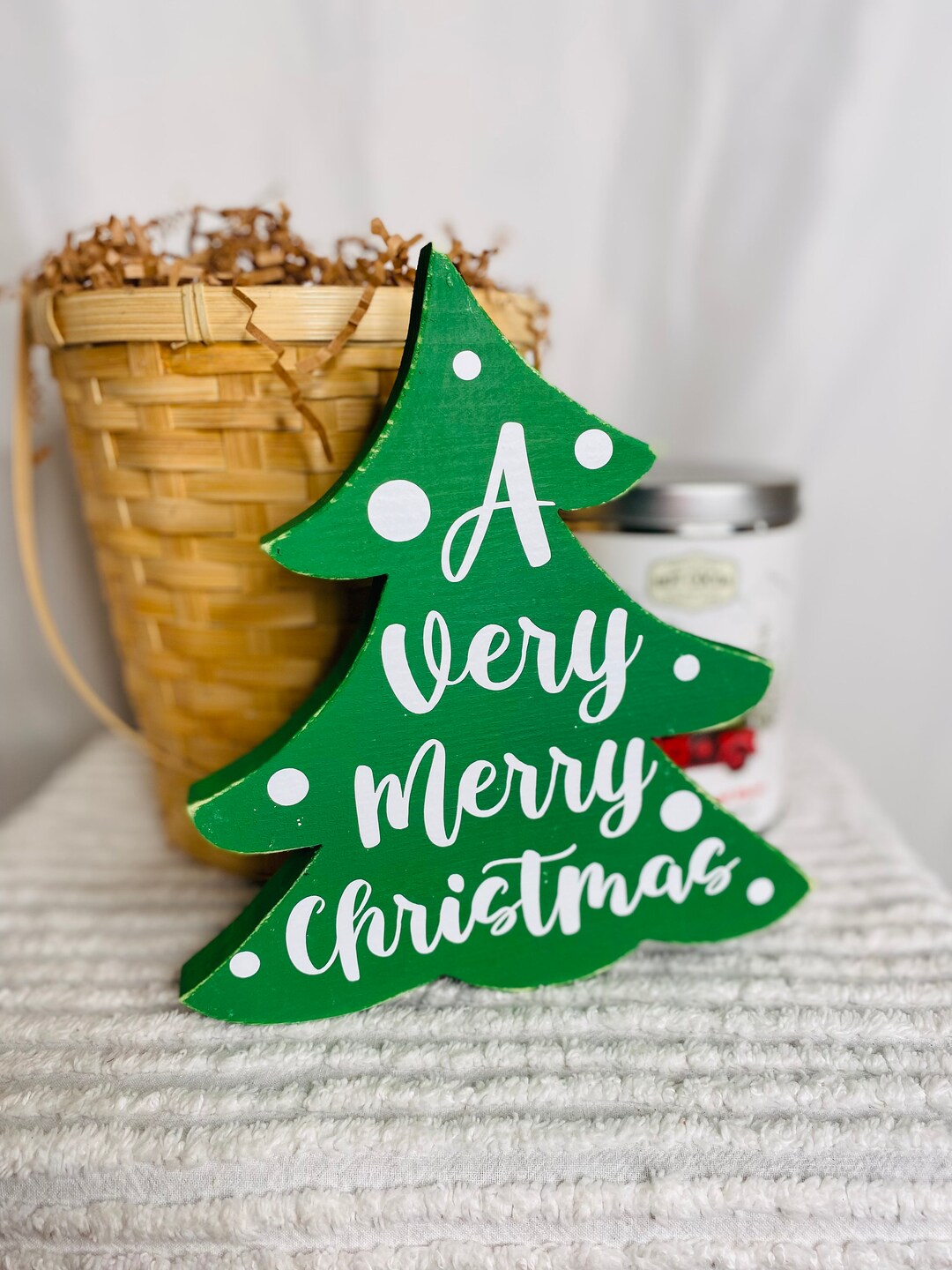 Wooden Christmas Tree Cutout With Vinyl Decal Solid Wood Hand Cut Vinyl