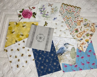 Birds, Bees, Butterflies, & Bunnies Napkin Bundle - Perfect for Decoupaging - Set of 10 with 1 freebie!