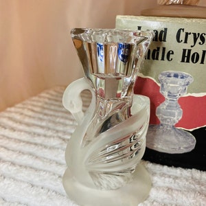 Vintage Swan Crystal Candlestick Holders Set of 2 | 24% Lead Crystal | Excellent Condition