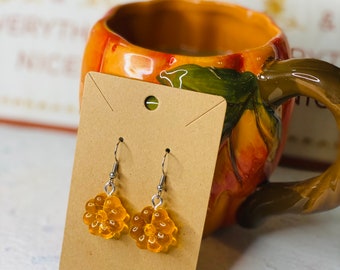 Translucent Pumpkin Charm Dangle Earrings | Stainless Steel Earwires | Fall Jewelry | Pumpkin Accessories