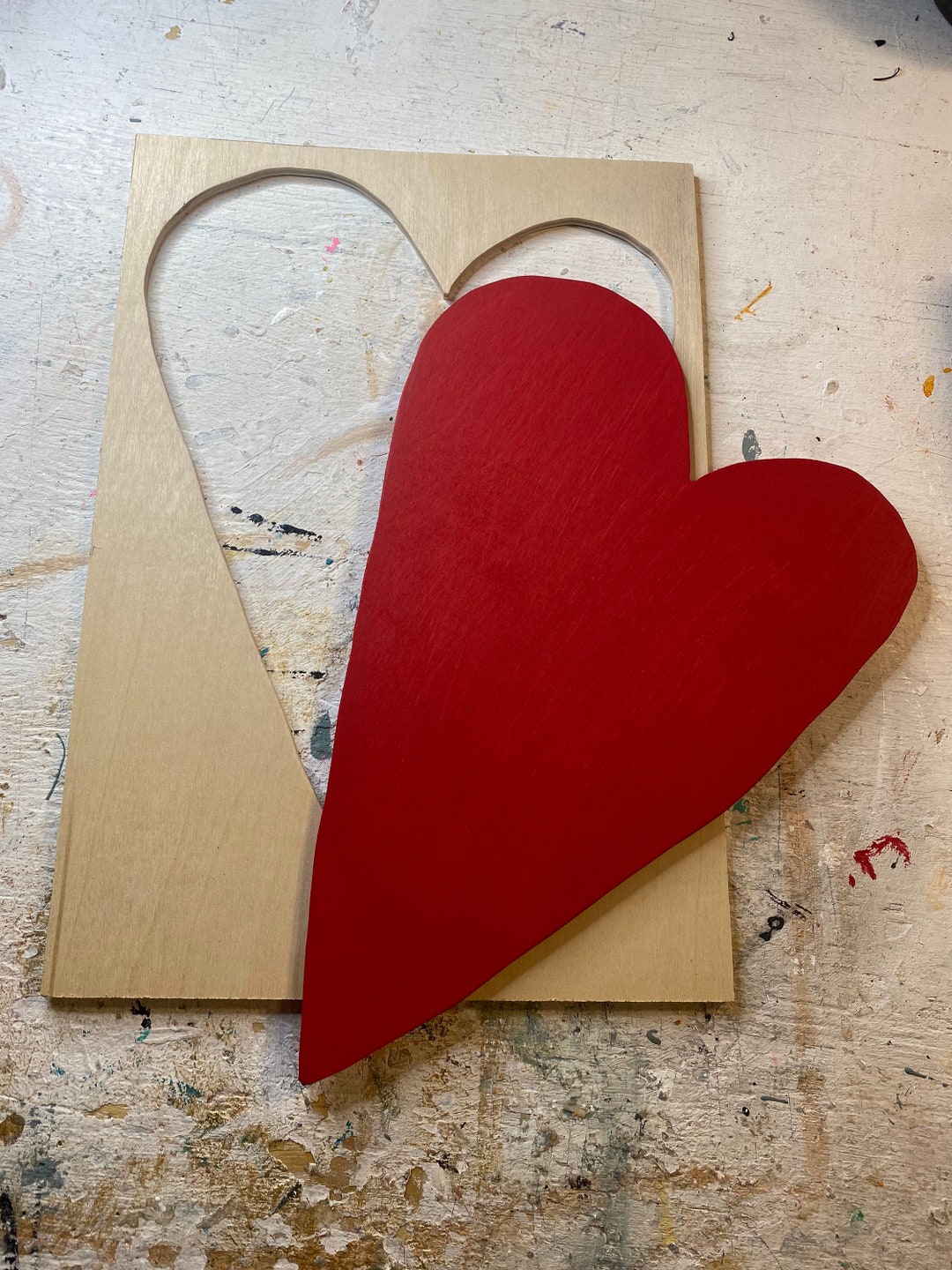 Whimsical Heart Wood Cutout Set 1/4 Birch Plywood Heart Cutout and ...