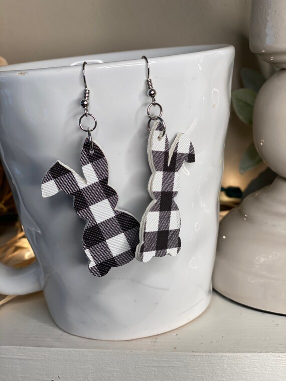 Bunny Earrings Plaid Bunny Earrings Plaid