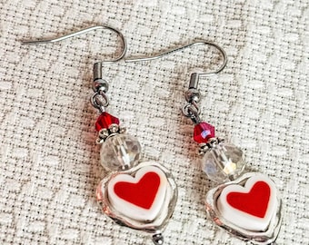 Silver Hearts Dangle Earrings | Stainless Steel | Valentine’s Jewelry