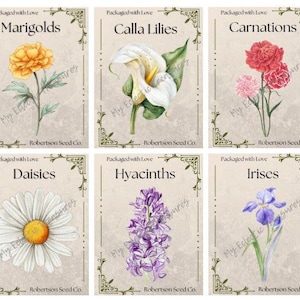 Paquete de semillas de flores para imprimir, juego de 12 unidades / Manualidades de primavera / Producto descargable digitalmente SOLAMENTE / Lea la descripción para obtener instrucciones de impresión