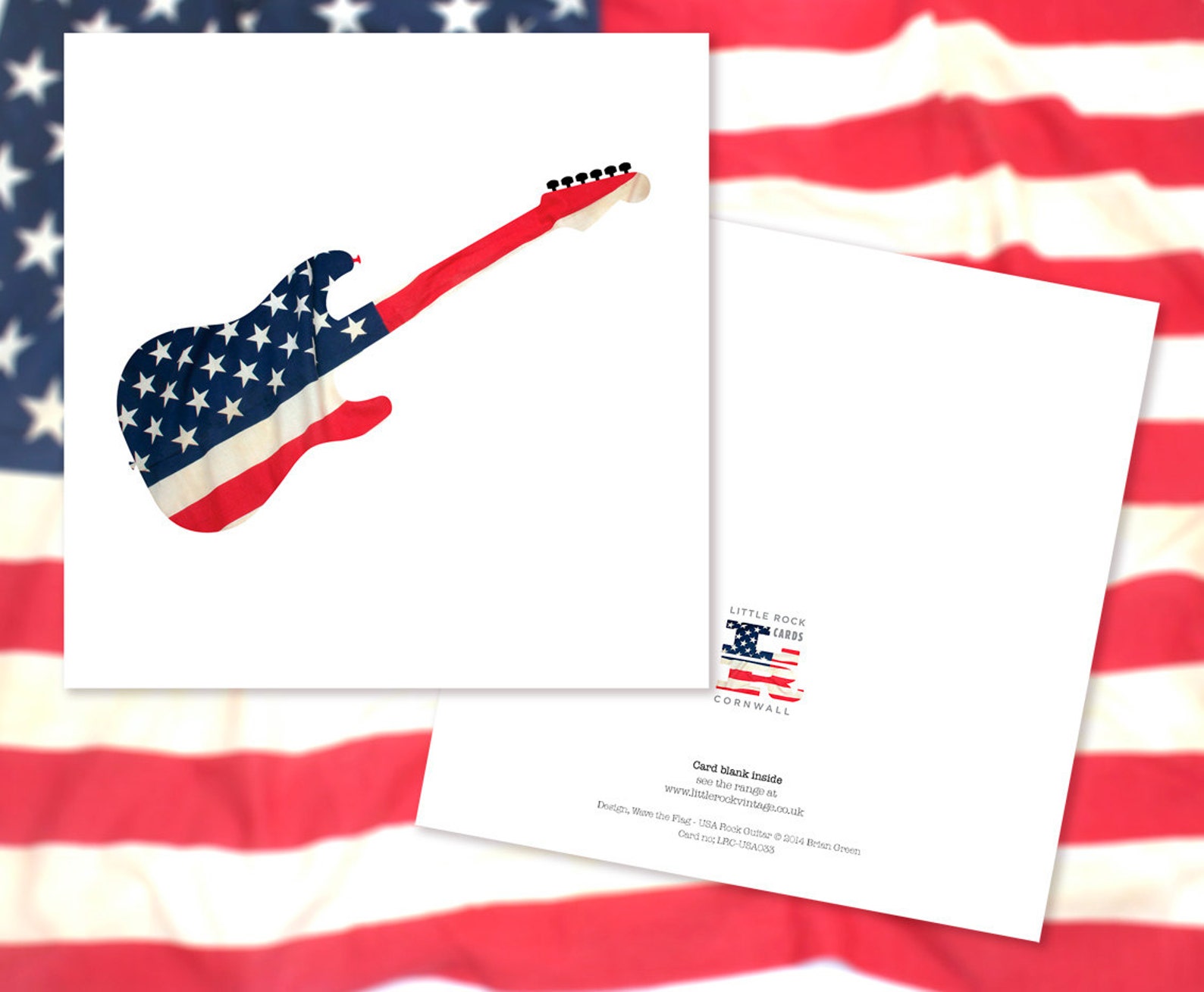 Rock n Roll 1960s Guitar Stars & Stripes Greetings Card Etsy